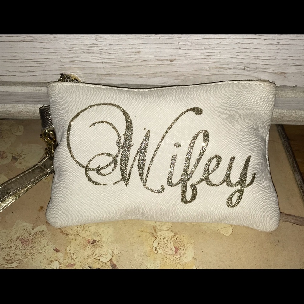 White wifey wristlet